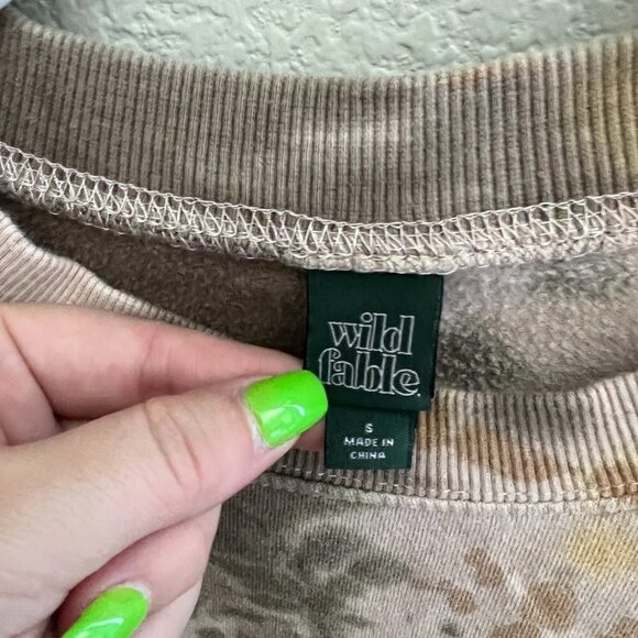 Wild Fable Tie Dye Crew Neck Cotton Retro Bohemian Sweatshirt Top Lounge Wear - Picture 3 of 7